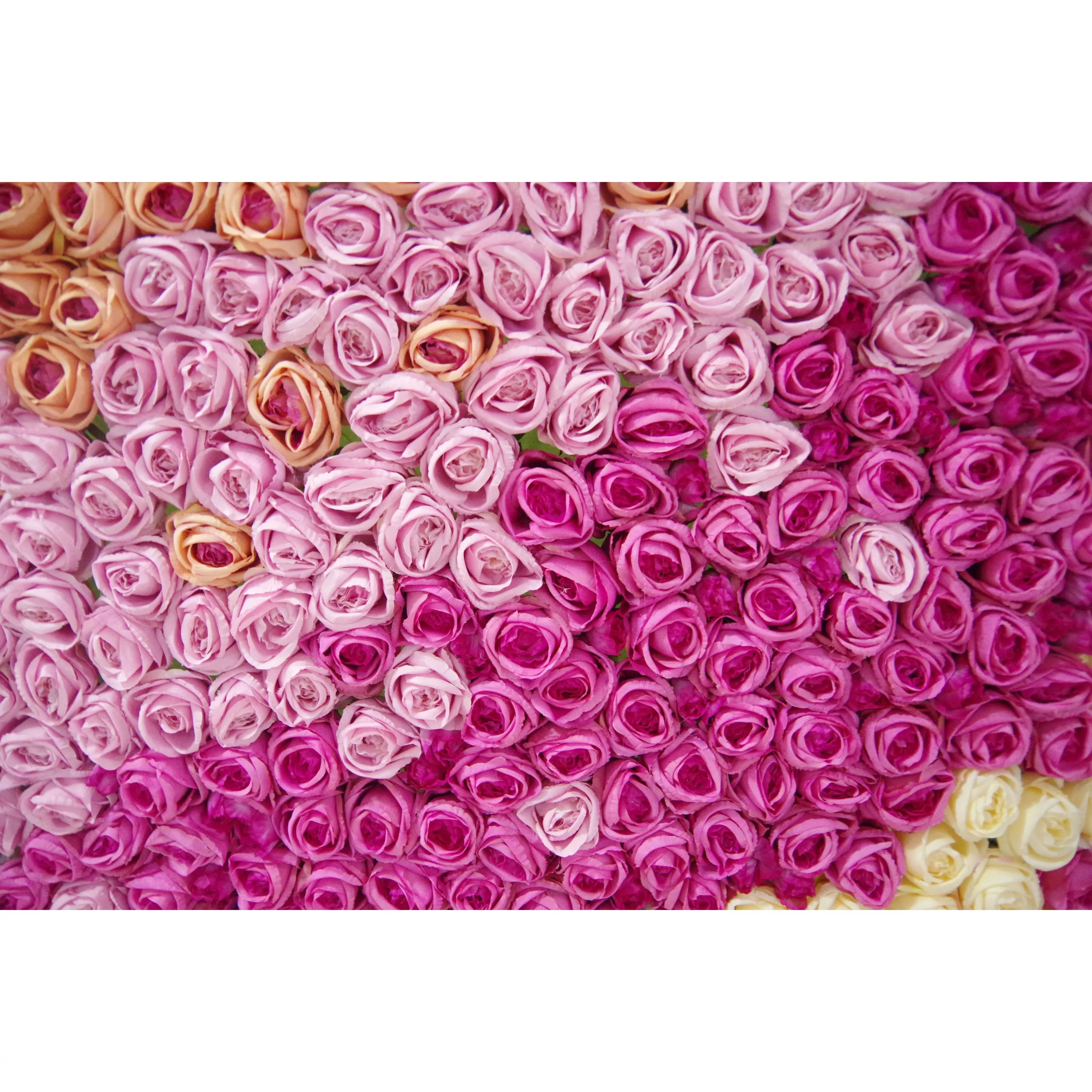 Valar Flores Roll Up Tecido Artificial Gradiente Roxo a Rosa Flor Parede Wedding Backdrop, Decoração Floral Festa, Evento Fotografia-VF-064