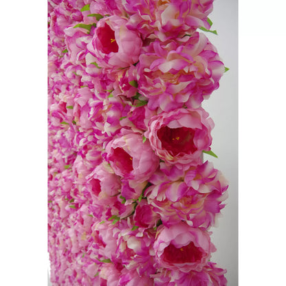 Valar Flores Roll Up Tecido Artificial Pansy roxo e muted rosa flor parede pano de fundo de casamento, decoração de festa floral, Fotografia de evento-VF-065