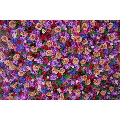 Valar Flores Roll Up Tecido Artificial Rosa Mista em Roxo Pálido e Rosa Acastanhado, Dingley Flor Parede Wedding Backdrop, Decoração Floral Festa, Fotografia Evento-VF-066