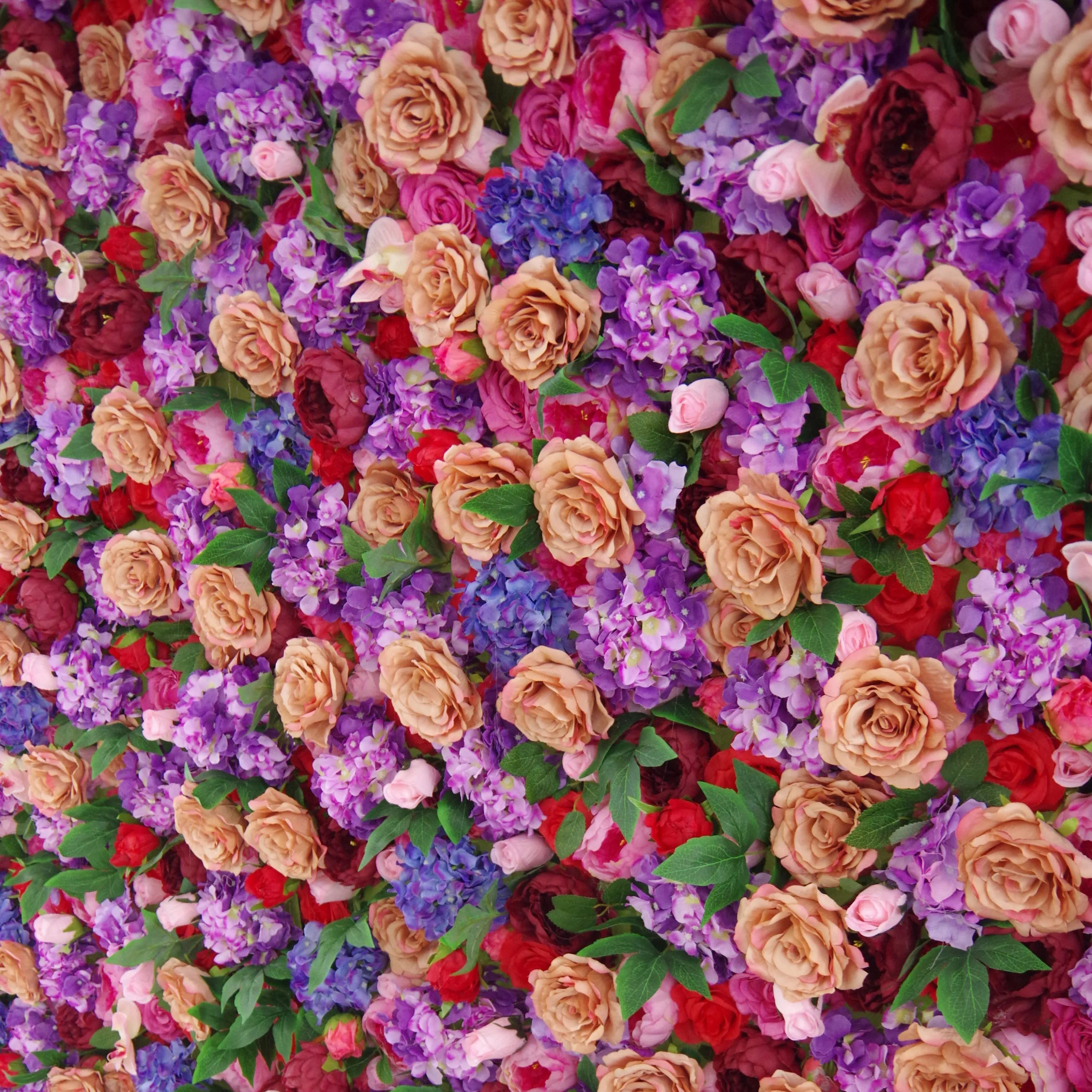 Valar Flowers Roll Up Fabric Artificial Mixed Rose in Pale Purple and Brownish Pink, Dingley Flower Wall Wedding Backdrop, Floral Party Decor, Event Photography-VF-066