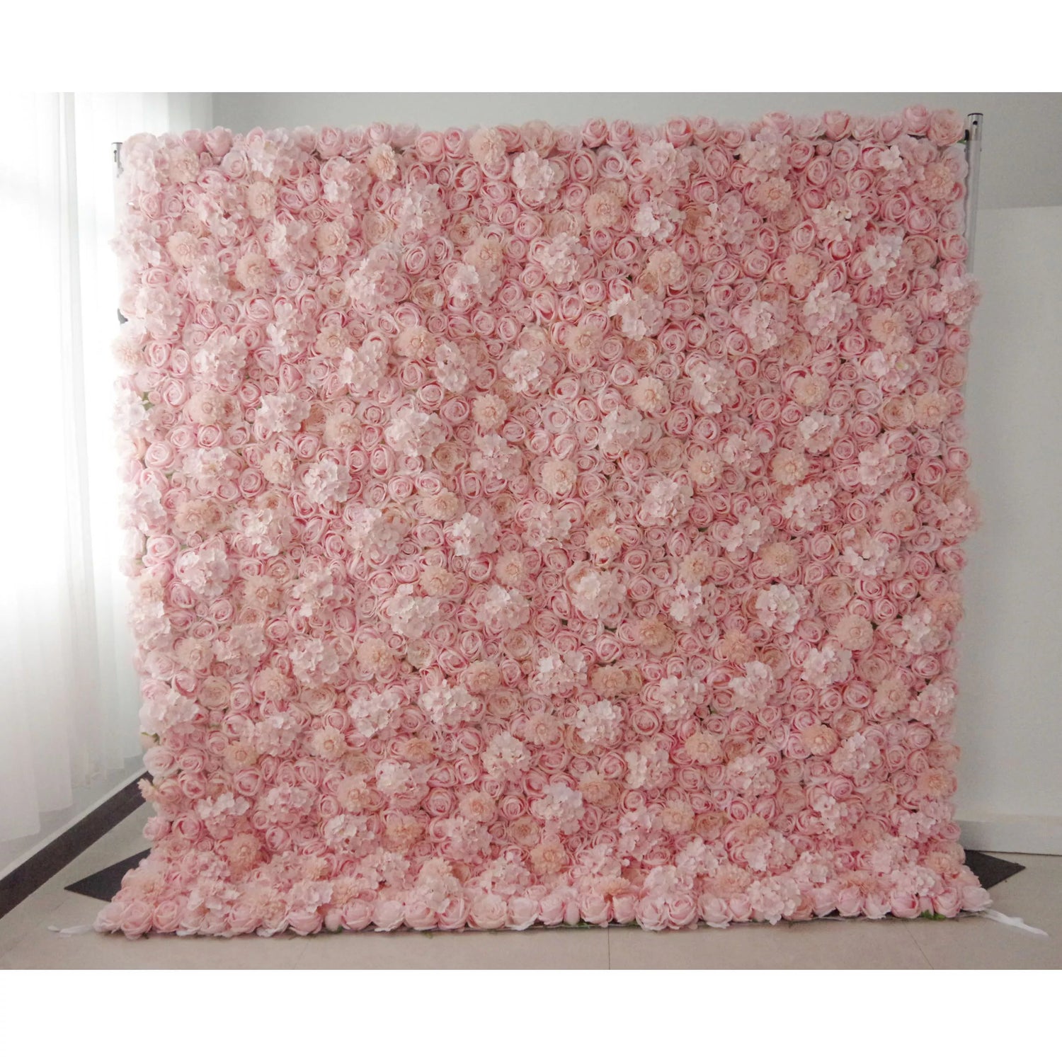 Valar Flowers Roll Up Fabric Artificial Rosy Brown Floral Wall Wedding Backdrop, Floral Party Decor, Event Photography-VF-077