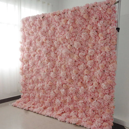 Valar Flores Roll Up Tecido Artificial Rosado Brown Floral Parede Wedding Backdrop, Decoração Floral Festa, Evento Fotografia-VF-077