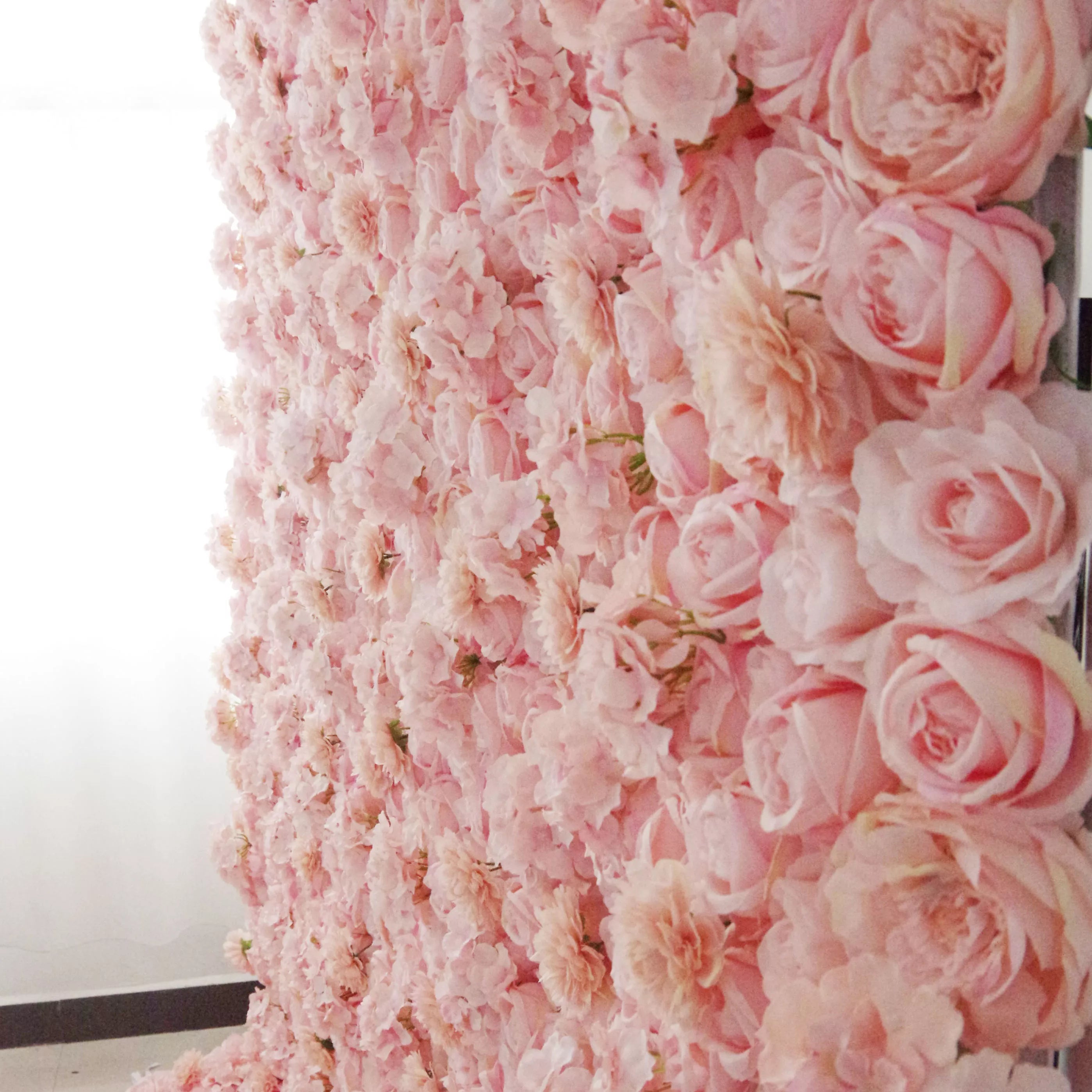 Valar flores roll up Telas artificial rosa marrón floral pared de la boda telón fondo, decoración floral del partido, Photography-VF-077 evento