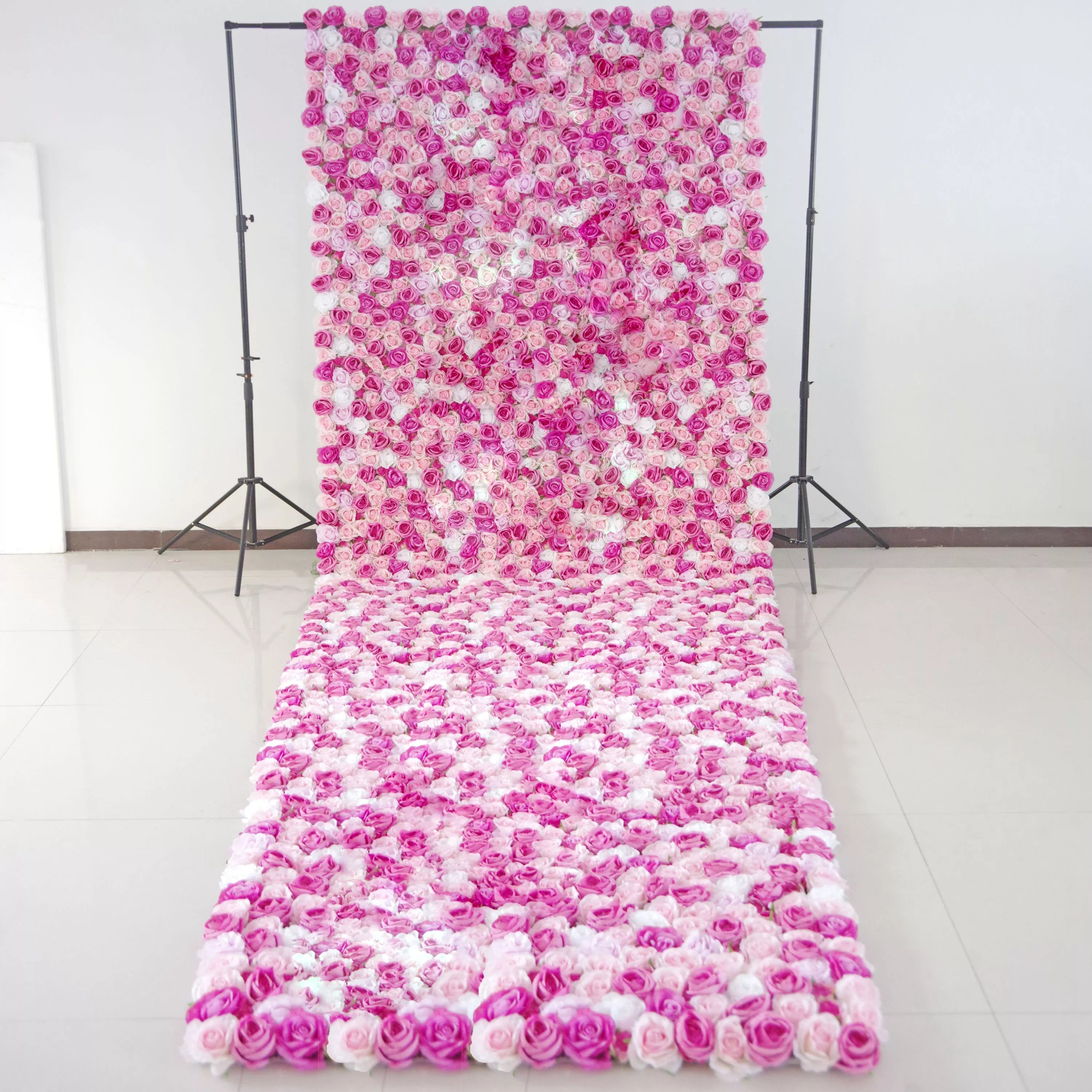 Valar flores roll up Telas artificial Rosa perla y Rosa floral pared boda telón de fondo, floral decoración del partido, evento Photography-VF-073