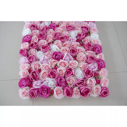 Valar Flowers Roll Up Fabric Artificial Pink Pearl and Rose Floral Wall Wedding Backdrop, Floral Party Decor, Event Photography-VF-073