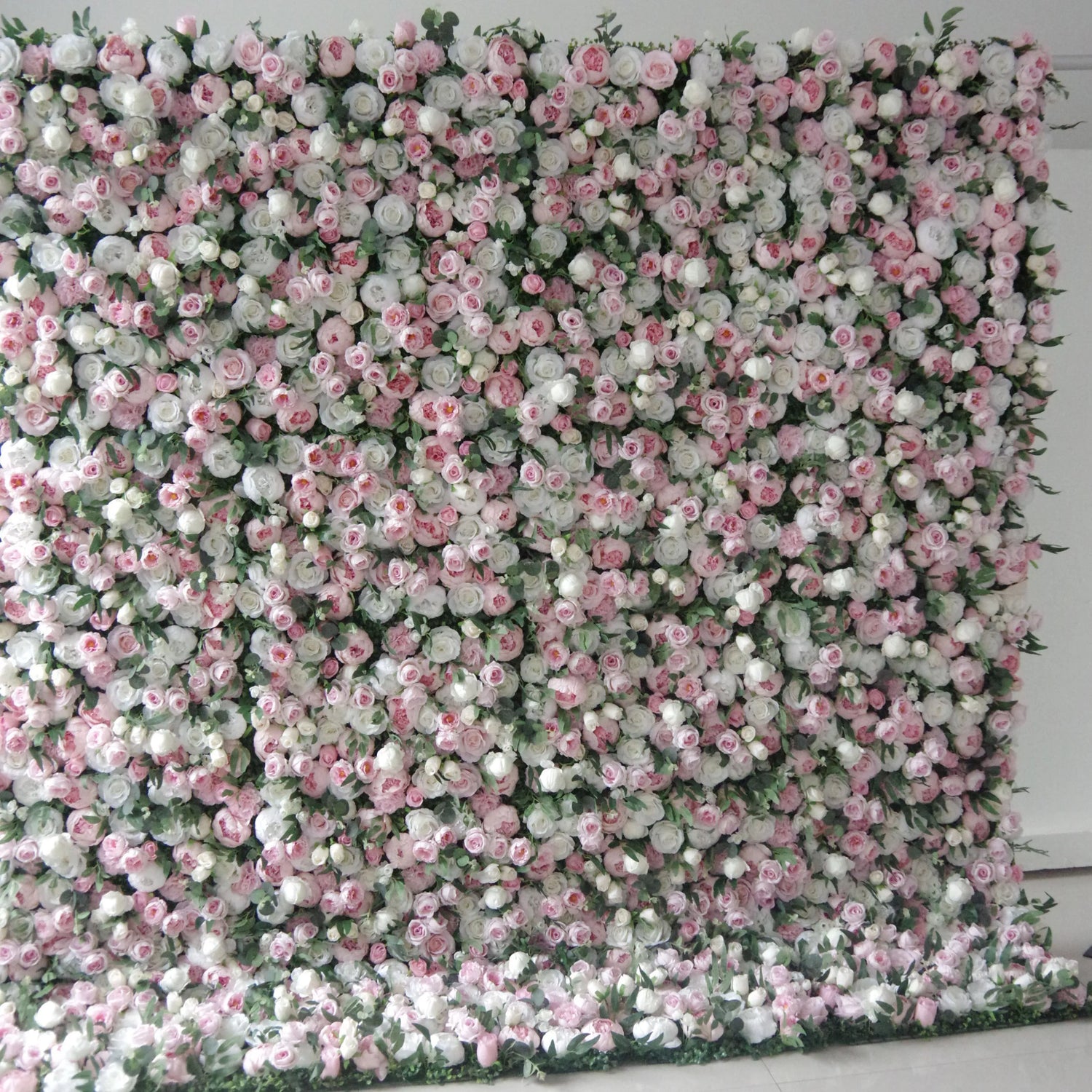 Valar Flores Roll Up Tecido Artificial Misto Pinky e Branco Floral Parede Wedding Backdrop, Decoração Floral Festa, Fotografia Evento-VF-082