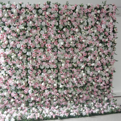 Valar Flowers Roll Up Fabric Artificial Mixed  Pinky and White Floral Wall Wedding Backdrop, Floral Party Decor, Event Photography-VF-082