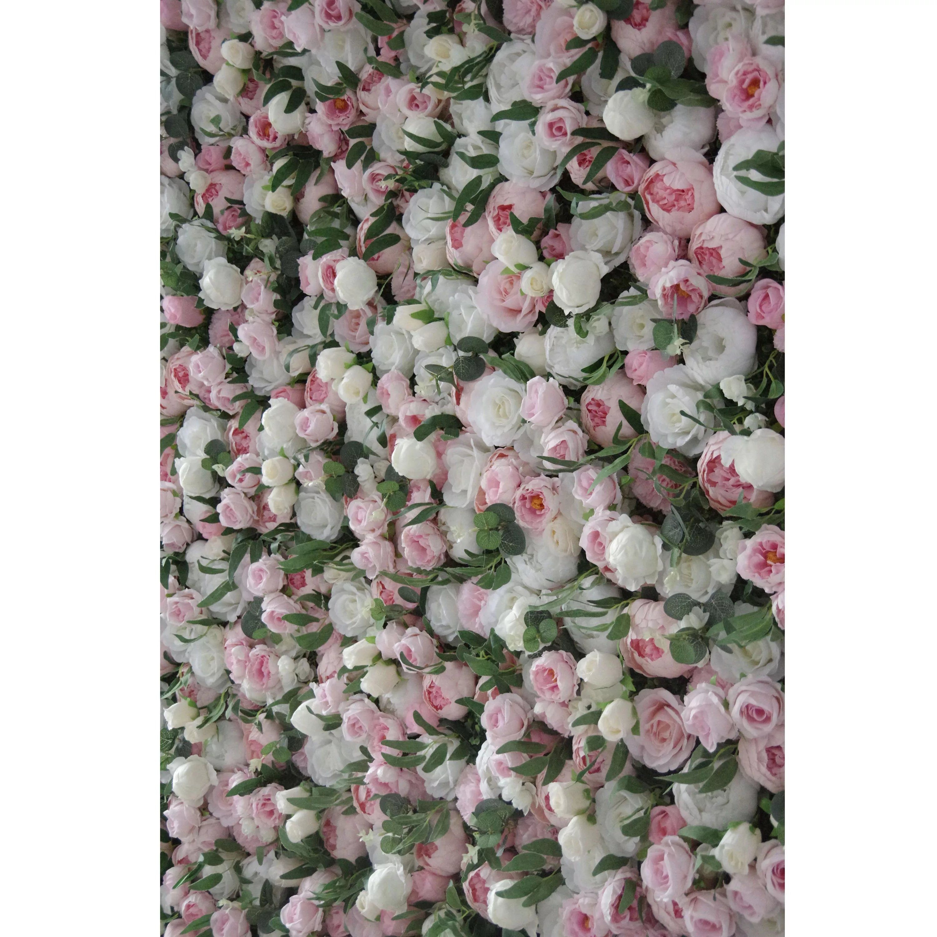 Valar Flowers Roll Up Fabric Artificial Mixed  Pinky and White Floral Wall Wedding Backdrop, Floral Party Decor, Event Photography-VF-082