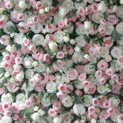 Valar Flores Roll Up Tecido Artificial Misto Pinky e Branco Floral Parede Wedding Backdrop, Decoração Floral Festa, Fotografia Evento-VF-082