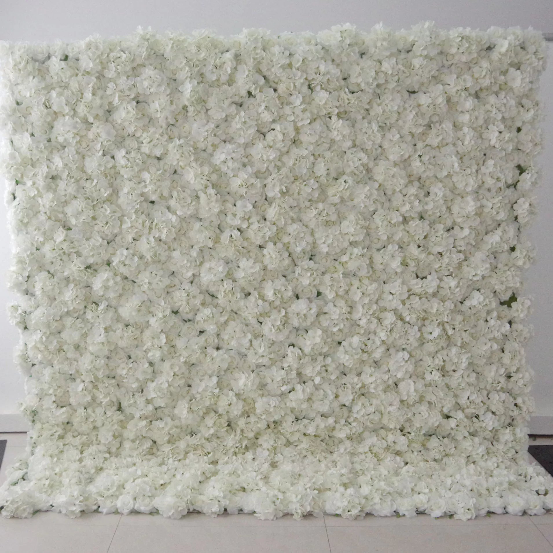 Valar Flowers Roll Up Fabric Artificial Lemon Green and White Flower Wall Wedding Backdrop, Floral Party Decor, Event Photography-VF-063