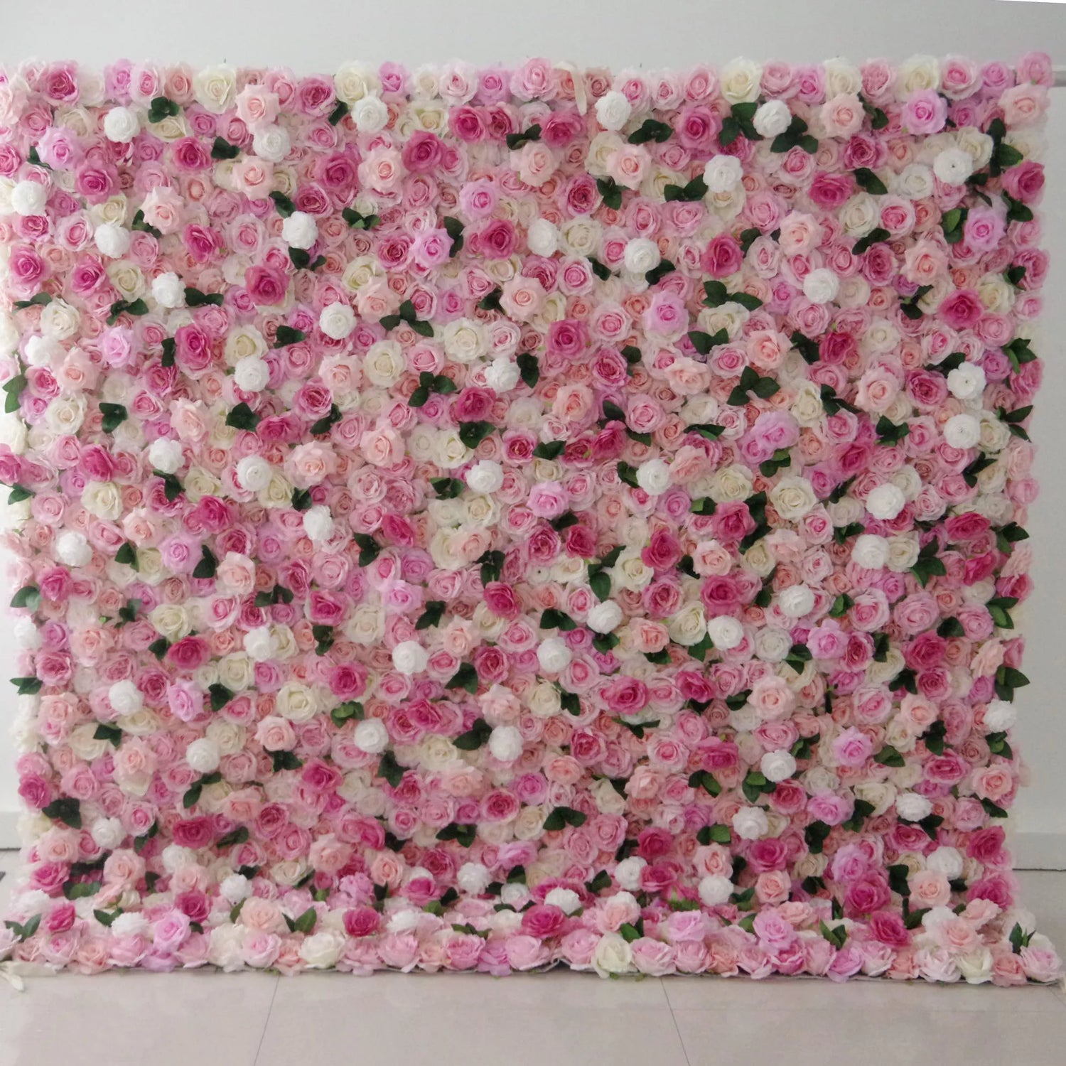 Valar Flowers Roll Up Fabric Artificial Mixed Pinky and White Floral Wall Wedding Backdrop, Floral Party Decor, Event Photography-VF-084