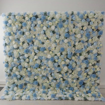 Valar Flores Enrollar Tela Artificial Mixta Bebé Azul Y Blanco Floral Pared De Pared Telón De Fondo, Decoración Floral De Fiesta, Fotografía De Eventos-VF-083