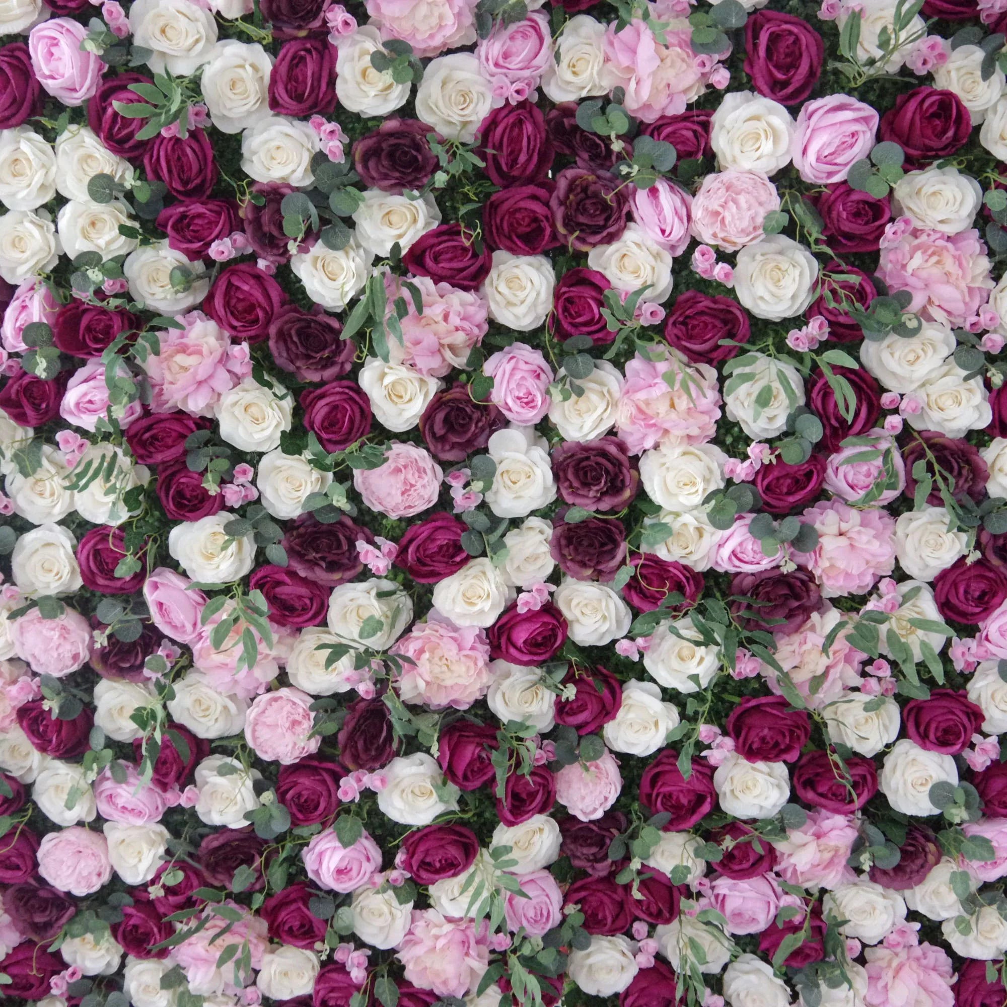 Valar Flowers Roll Up Fabric Artificial Mixed Pinky and Purple and White Floral Wall Wedding Backdrop, Floral Party Decor, Event Photography-VF-091