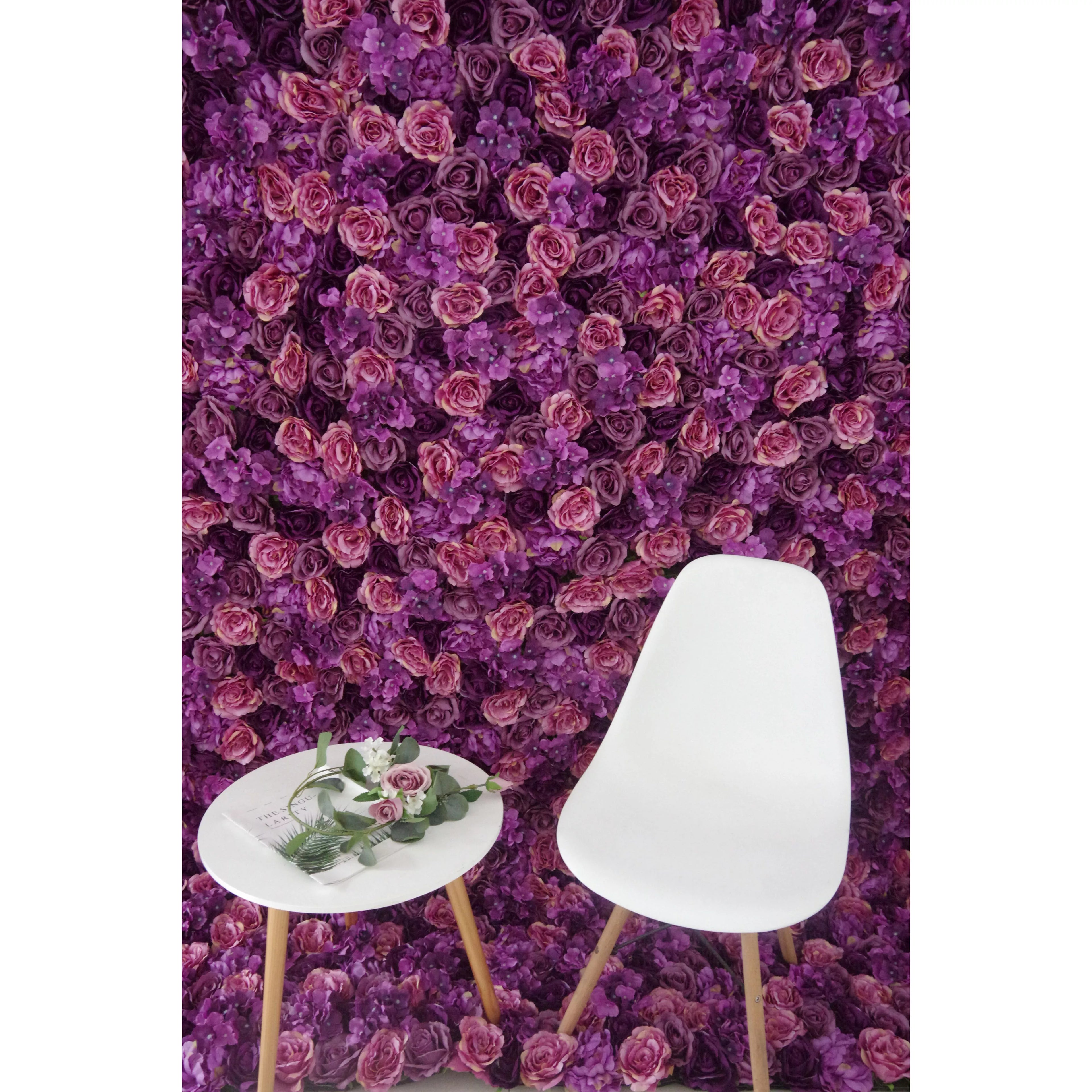 Valar Flores Roll Up Tecido Artificial Mix Roxo Flor Parede Wedding Backdrop, Decoração Floral Festa, Evento Fotografia-VF-039