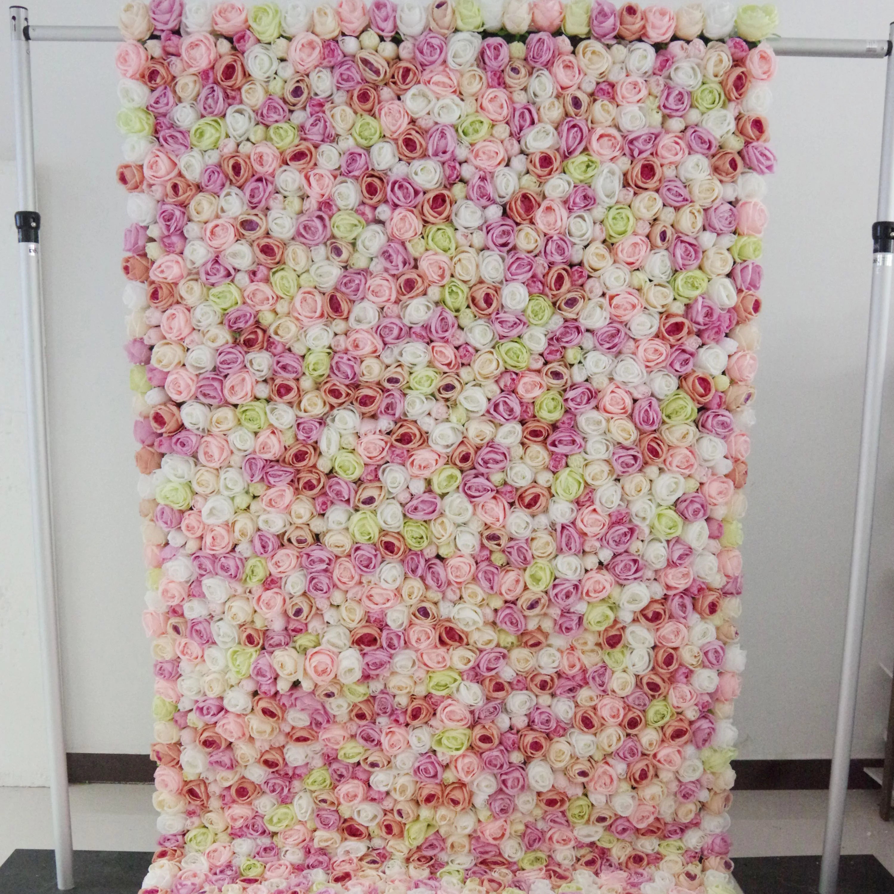 Valar Flowers Roll Up Fabric Artificial Flower Wall Wedding Backdrop, Floral Party Decor, Event Photography-VF-103