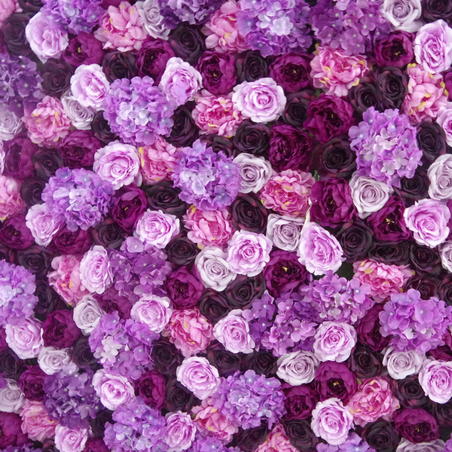 Valar Flowers Roll Up Fabric Artificial Mixed Dusty Lavender and Soft Purple Flower Wall Wedding Backdrop, Floral Party Decor, Event Photography-VF-057