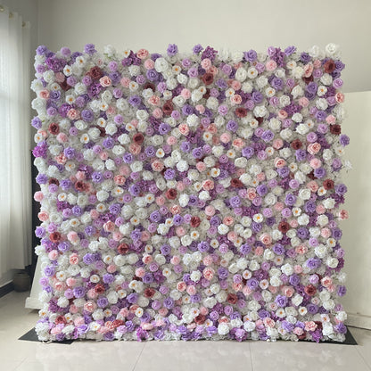 Valar Flowers Roll Up Fabric Artificial Flower Wall Wedding Backdrop, Floral Party Decor, Event Photography-VF-376