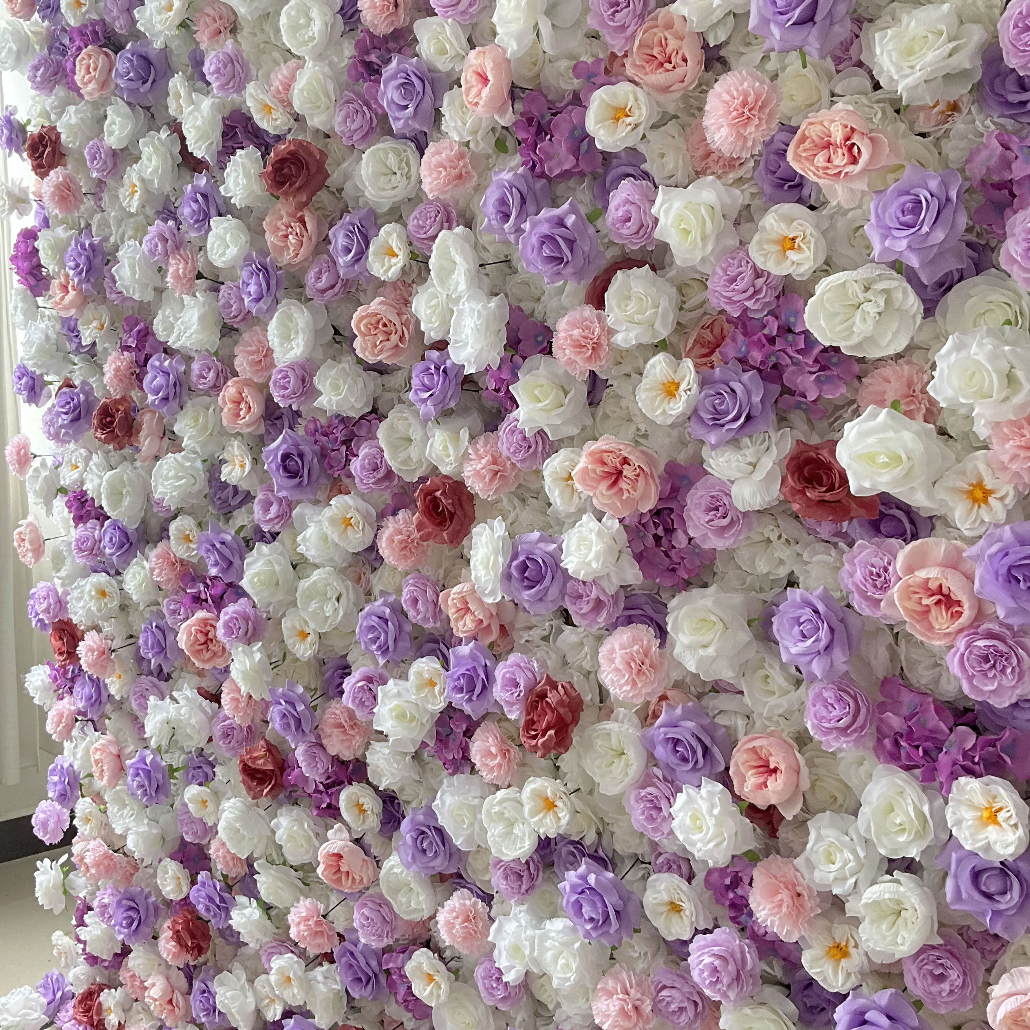 Valar Flowers Roll Up Fabric Artificial Flower Wall Wedding Backdrop, Floral Party Decor, Event Photography-VF-376