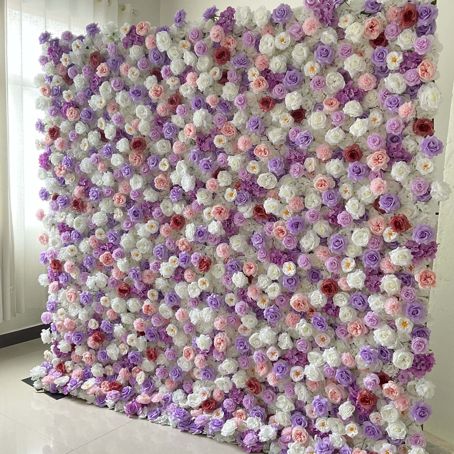 Valar Flowers Roll Up Fabric Artificial Flower Wall Wedding Backdrop, Floral Party Decor, Event Photography-VF-376