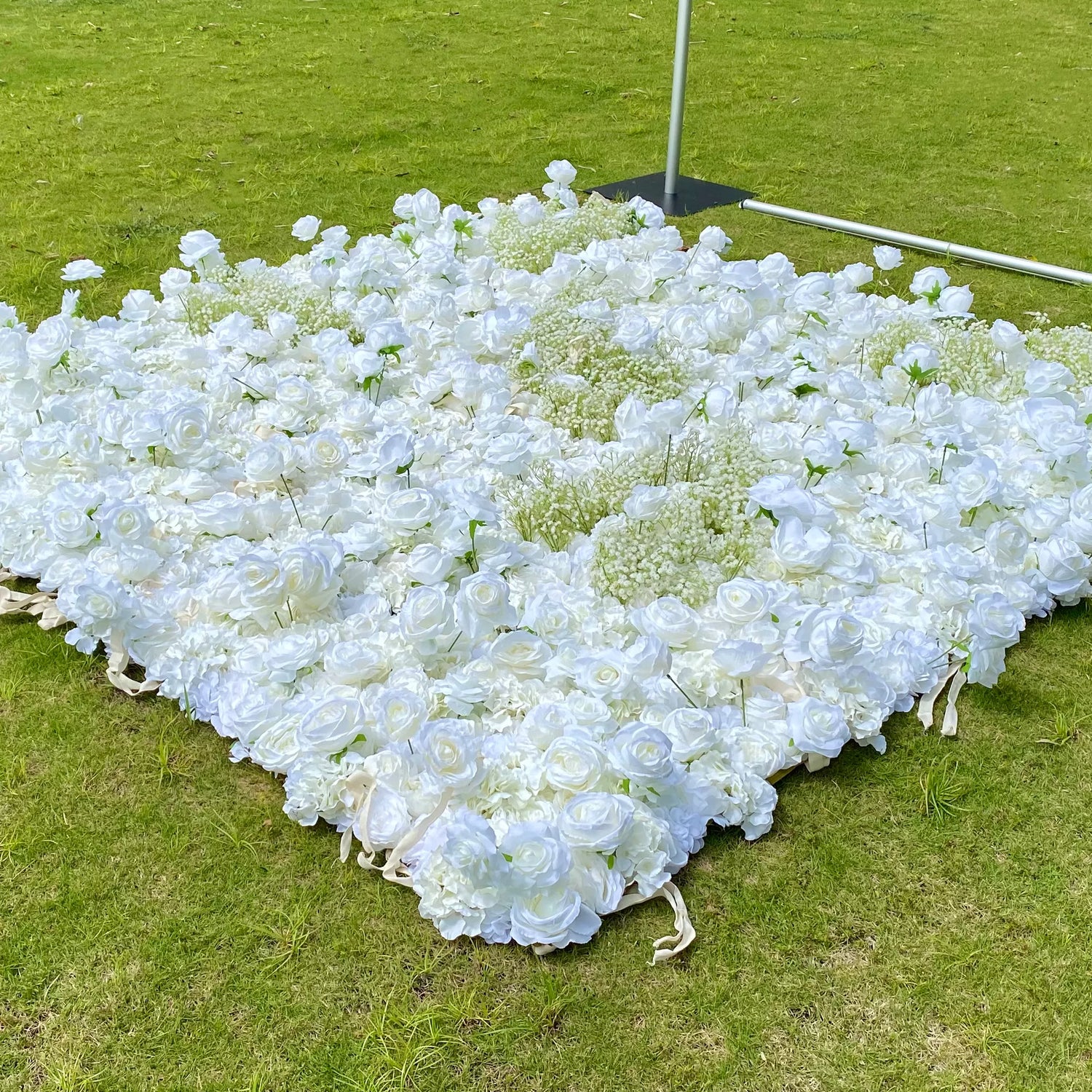 Élégant blanc &amp; vert fleur mur toile de fond - enroulement tissu mur - décor de fête nuptiale - lieux de mariage célébration floral mur-VF-340-2