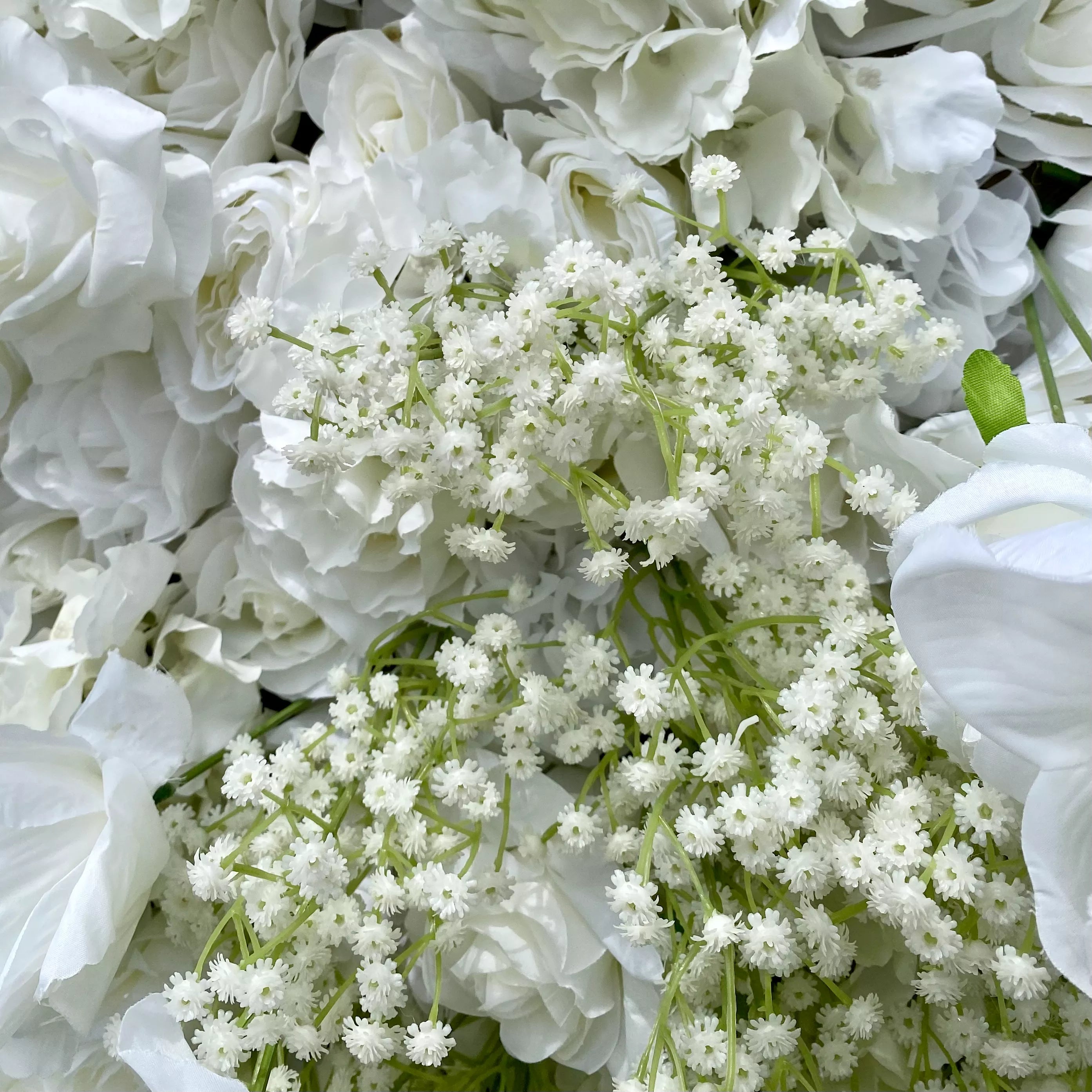 Élégant blanc &amp; vert fleur mur toile de fond - enroulement tissu mur - décor de fête nuptiale - lieux de mariage célébration floral mur-VF-340-2