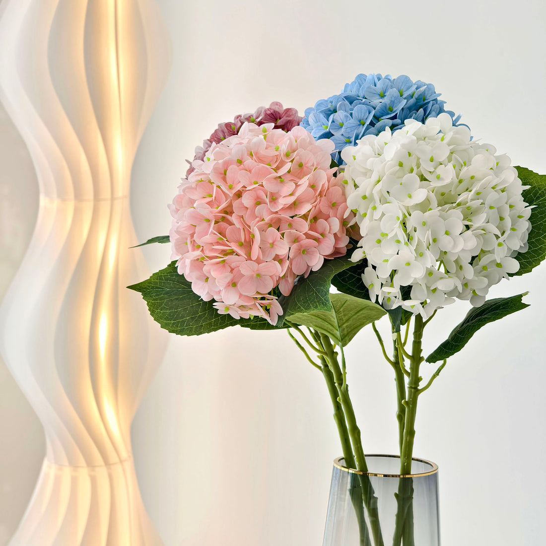 Real Touch Artificial Hydrangea Flower Bouquet - Skin-Touched Waterproof Faux Floral Arrangement for Home Decor, Weddings, and Events - Multicolor