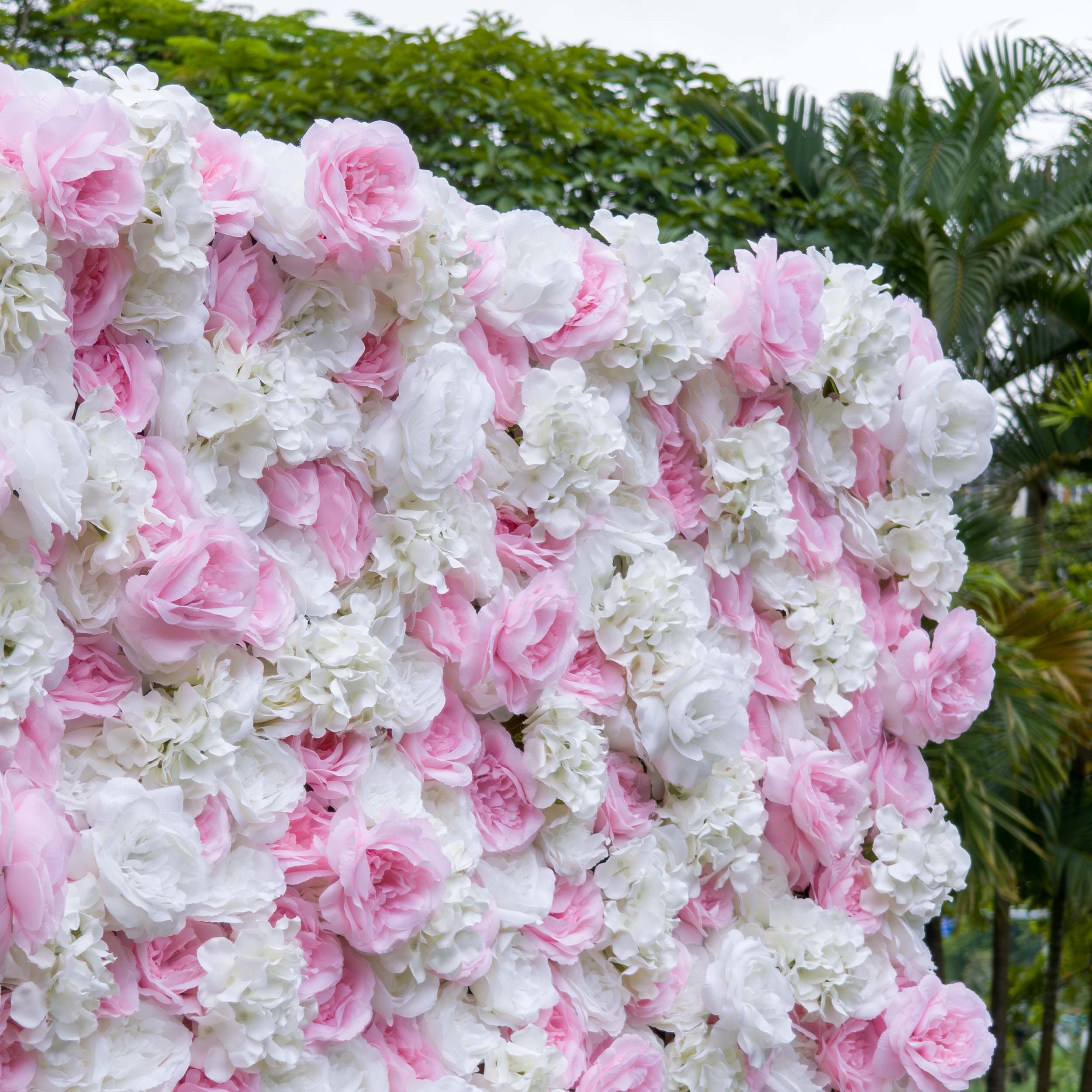 Valar Flores Roll Up Tecido Artificial Opera Mauve Rosa e Branco Flor Parede Wedding Backdrop, Decoração Floral Festa, Fotografia Evento-VF-025-2