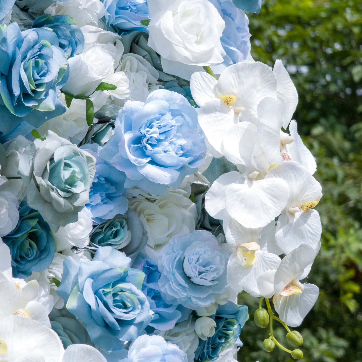 Valar Flowers Elegant Floral Backdrop - Blue and White Artificial Flower Wall for Weddings, Events, and Special Occasions-VF-348