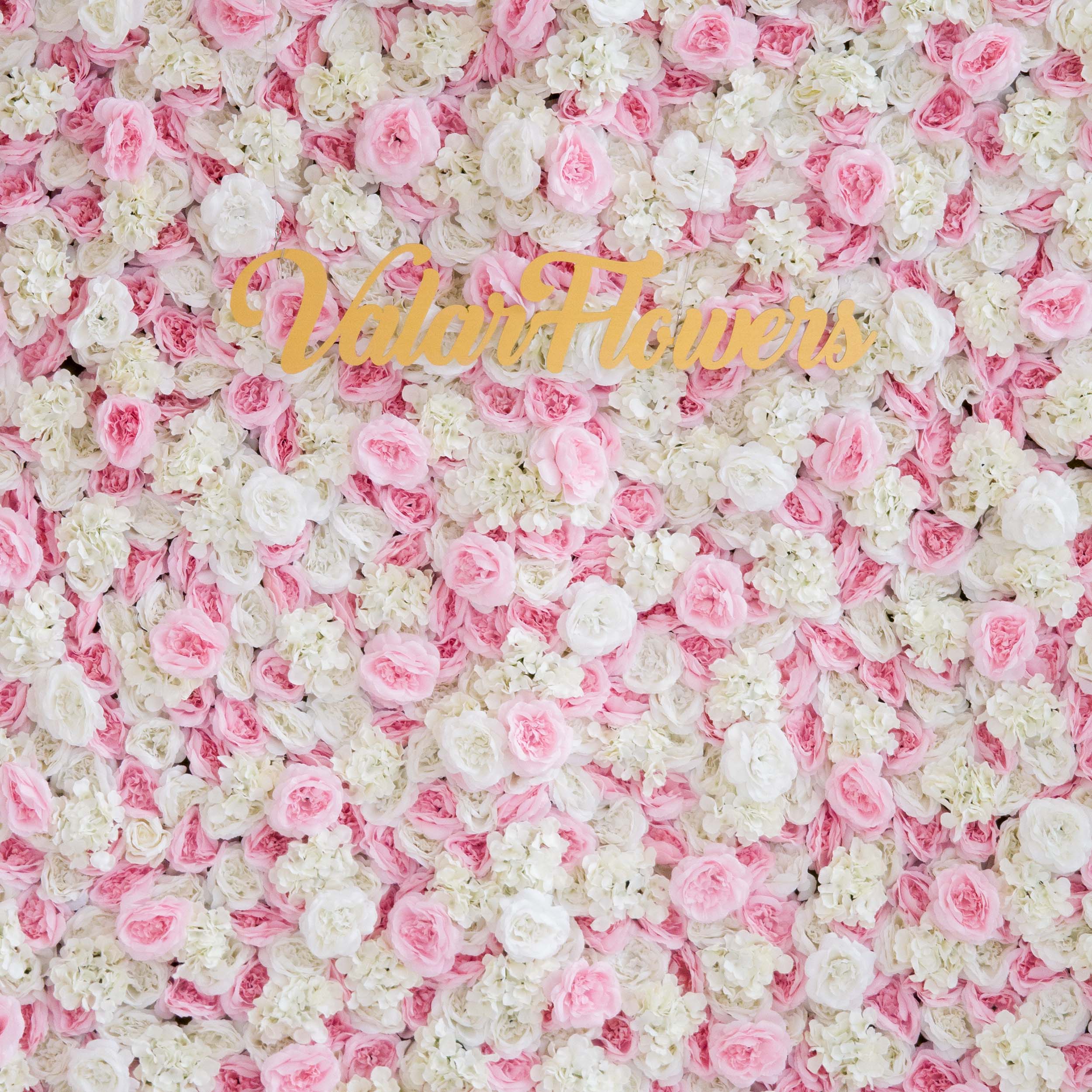 Valar Flowers Charming Floral Backdrop - Pink and White Artificial Flower Wall for Weddings, Events, and Special Occasions-VF-025-2