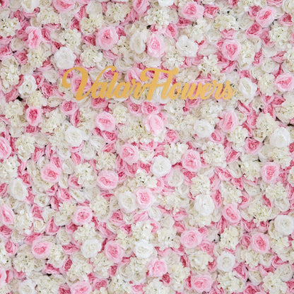 Valar Flowers Charming Floral Backdrop - Pink and White Artificial Flower Wall for Weddings, Events, and Special Occasions-VF-025-2