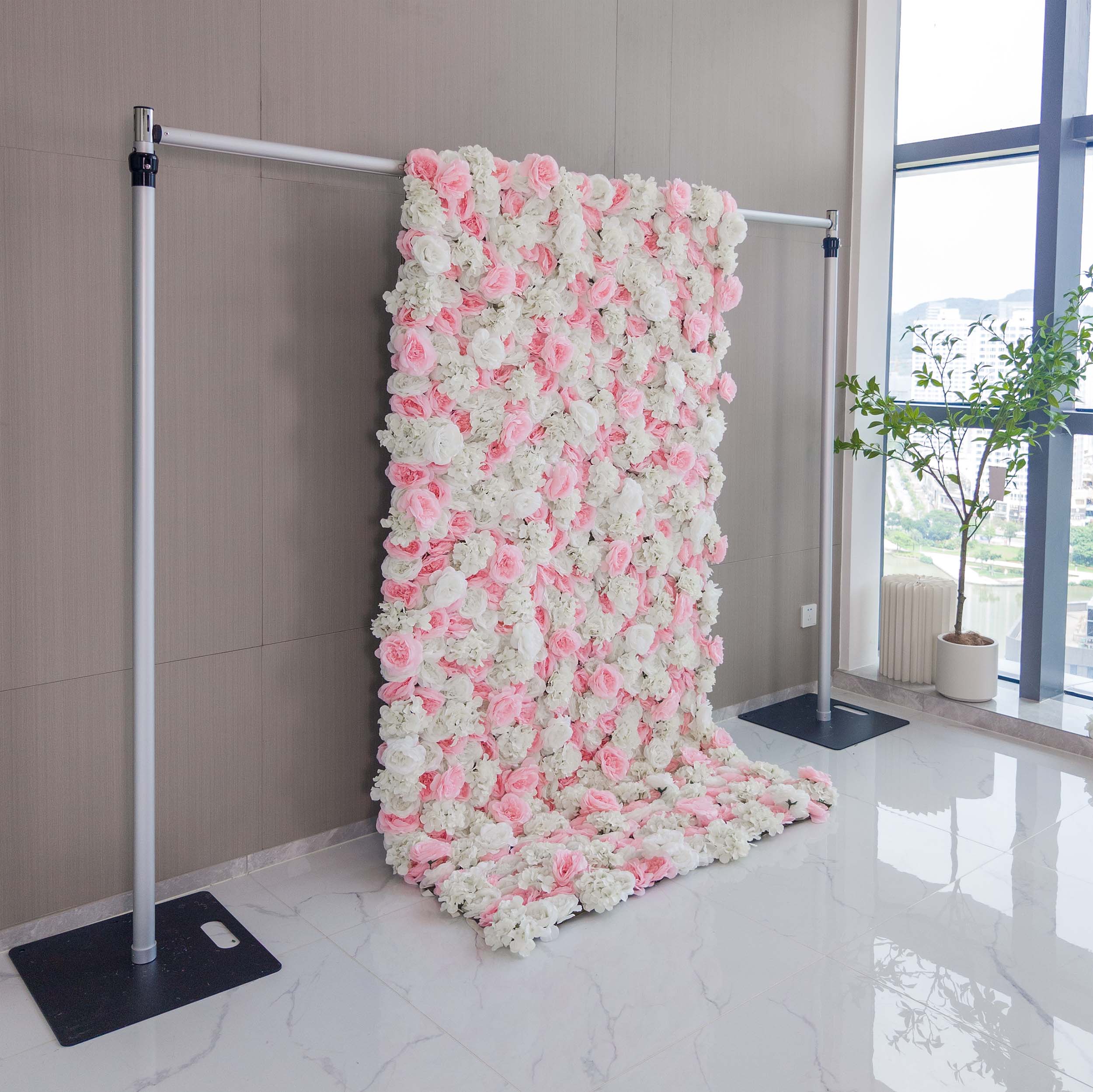 Valar Flowers Charming Floral Backdrop - Pink and White Artificial Flower Wall for Weddings, Events, and Special Occasions-VF-025-2