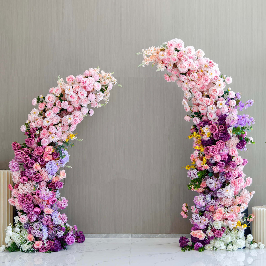 Moon Shaped Floral Arch Kit - Stunning Rainbow Style Artificial Flower Arrangement for Weddings, Events, and Home Decor