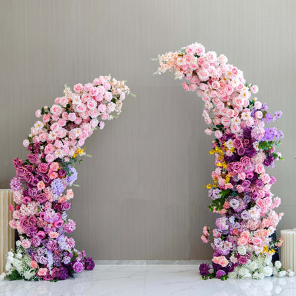 Moon Shaped Floral Arch Kit - Stunning Rainbow Style Artificial Flower Arrangement for Weddings, Events, and Home Decor