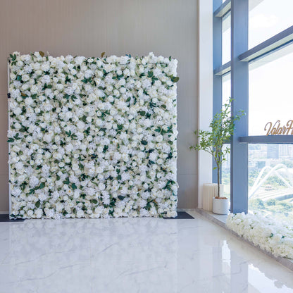 Valar Flowers Roll Up Fabric Artificial Flower Wall Wedding Backdrop, Floral Party Decor, Event Photography-VF-309