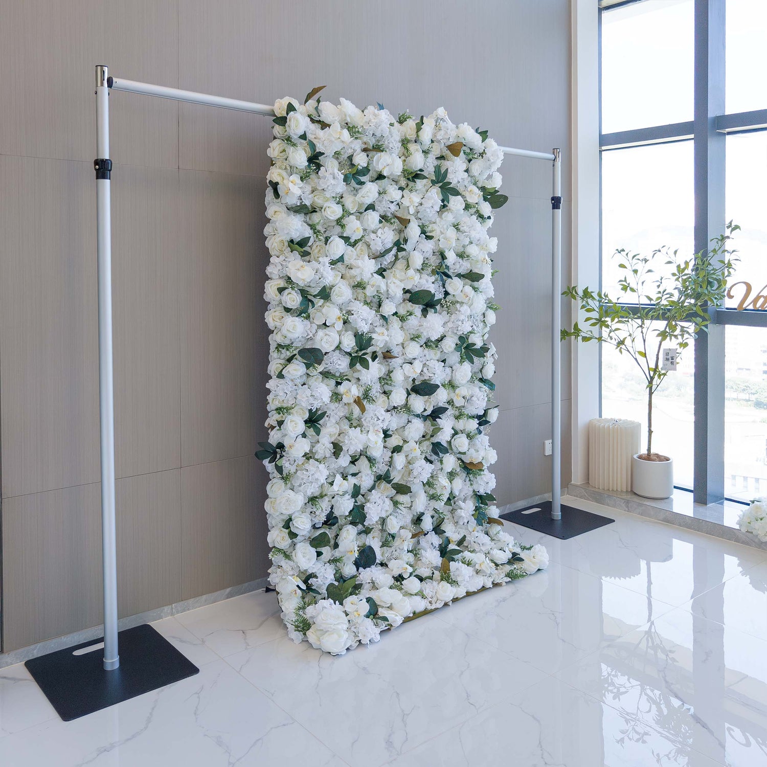 Valar Flowers Roll Up Fabric Artificial Flower Wall Wedding Backdrop, Floral Party Decor, Event Photography-VF-309