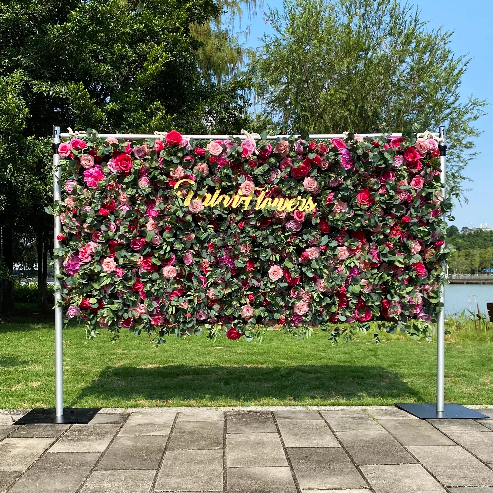 Valar Flowers Roll Up Fabric Artificial Flower Wall Wedding Backdrop, Floral Party Decor, Event Photography-VF-362