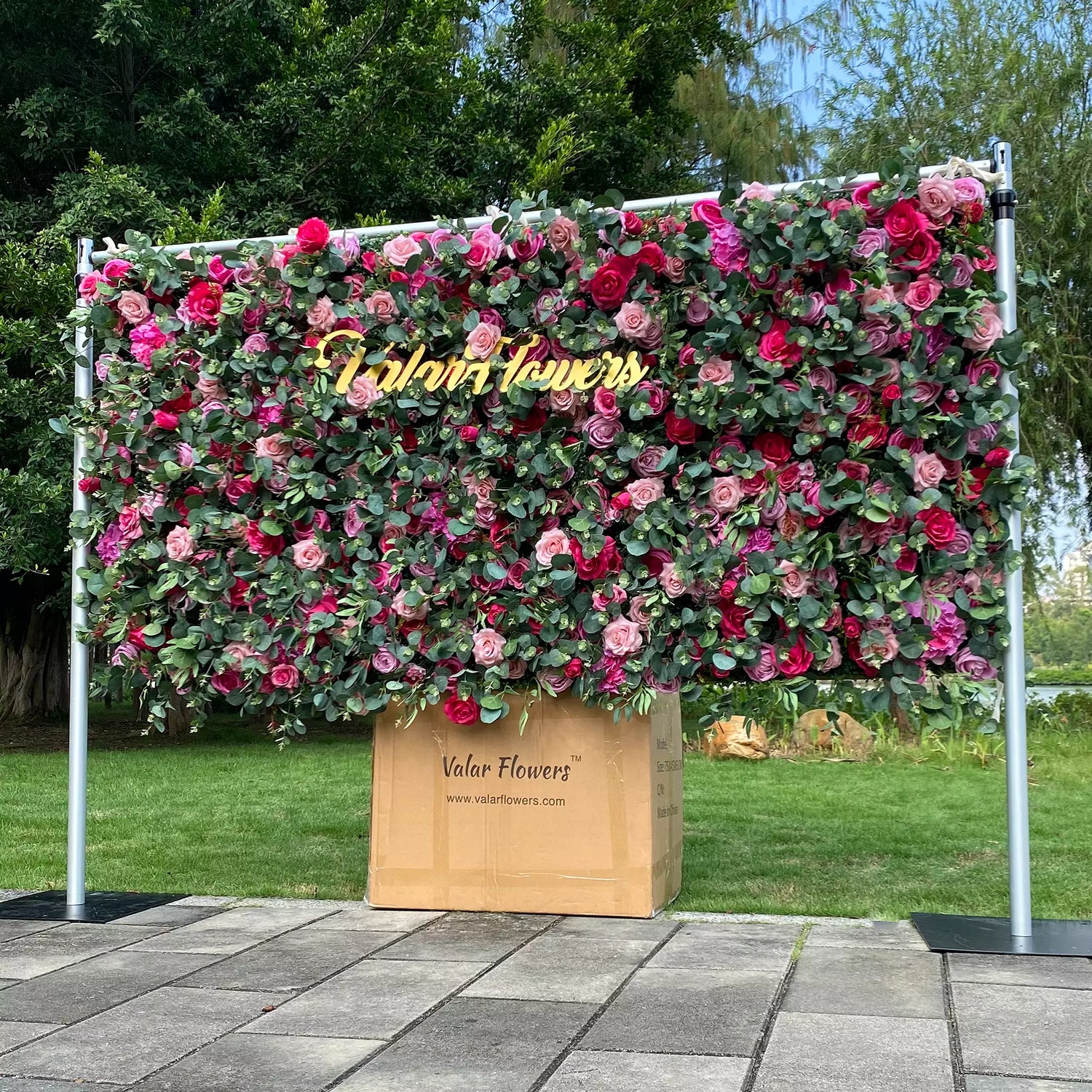 Valar Flowers Roll Up Fabric Artificial Flower Wall Wedding Backdrop, Floral Party Decor, Event Photography-VF-362