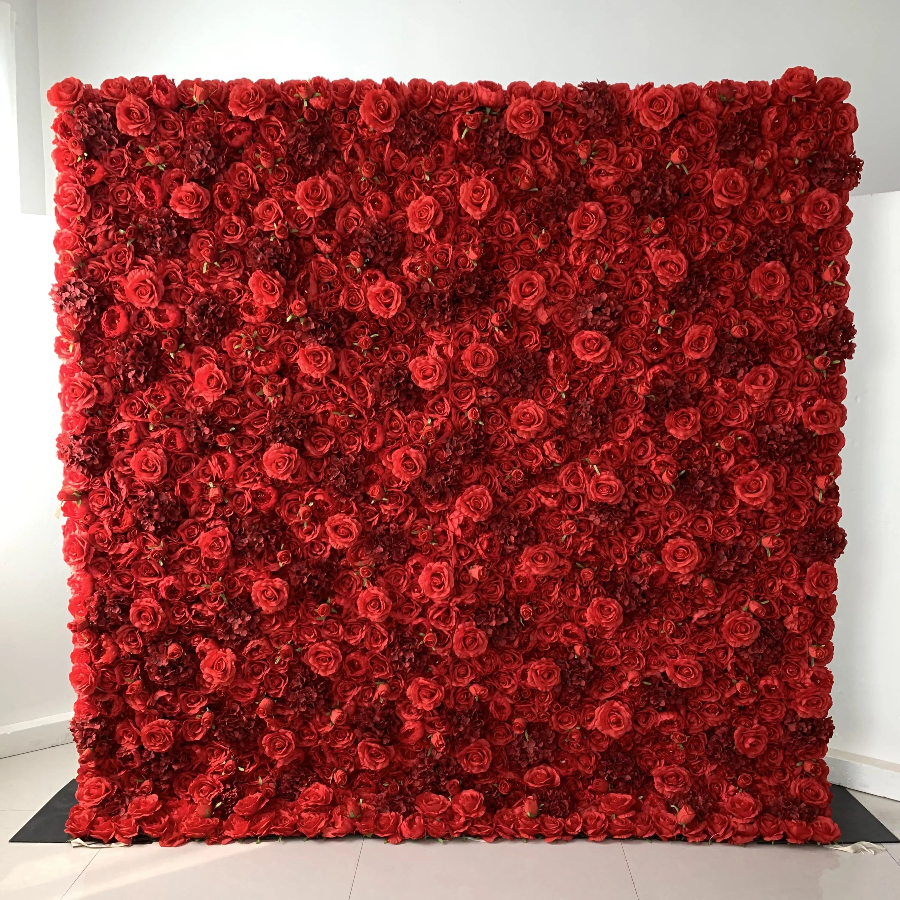 Valar Flowers Roll Up Fabric Artificial Flower Wall Wedding Backdrop, Floral Party Decor, Event Photography-VF-034