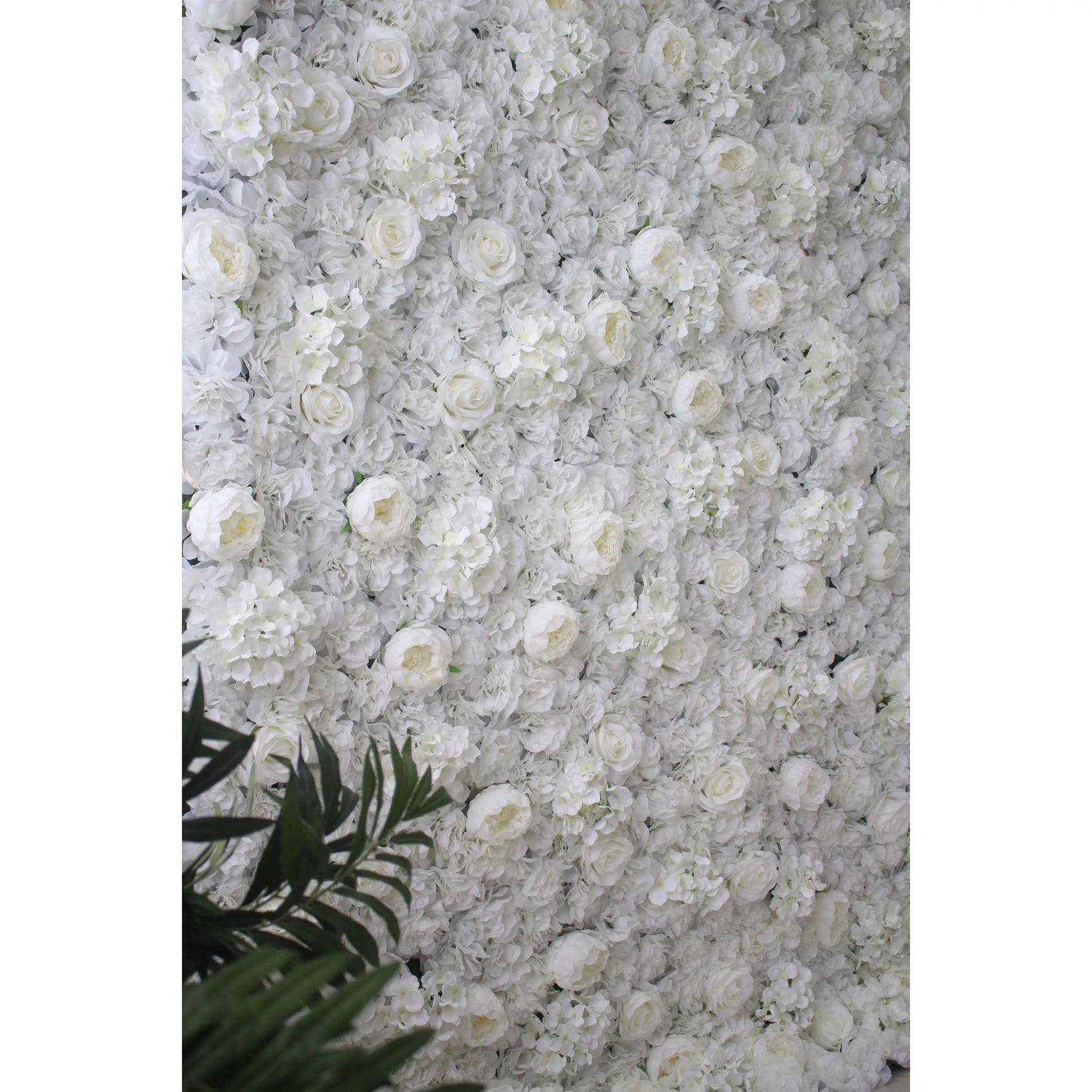 Valar Flowers Roll Up Fabric Artificial White Flower Wall Wedding Backdrop, Floral Party Decor, Event Photography-VF-006