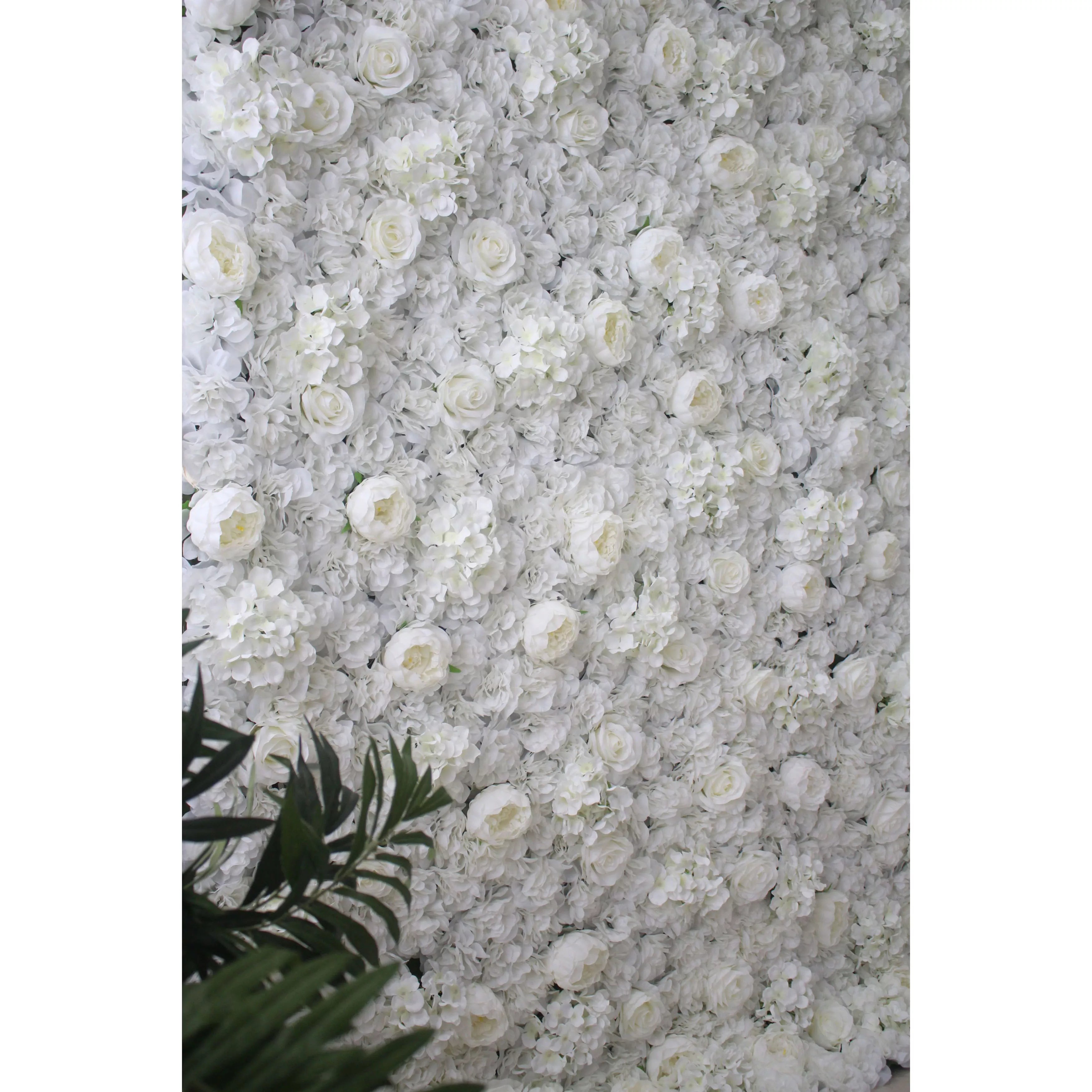 Valar Flores Roll Up Tecido Artificial Flor Branca Parede Wedding Backdrop, Decoração Floral Festa, Evento Fotografia-VF-006