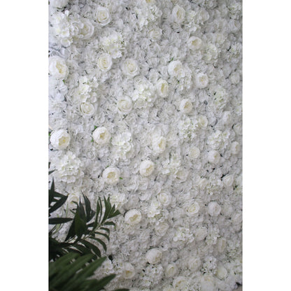 Valar flores roll up Telas artificial flor blanca pared telón de fondo la boda, floral decoración del partido, evento Photography-VF-006