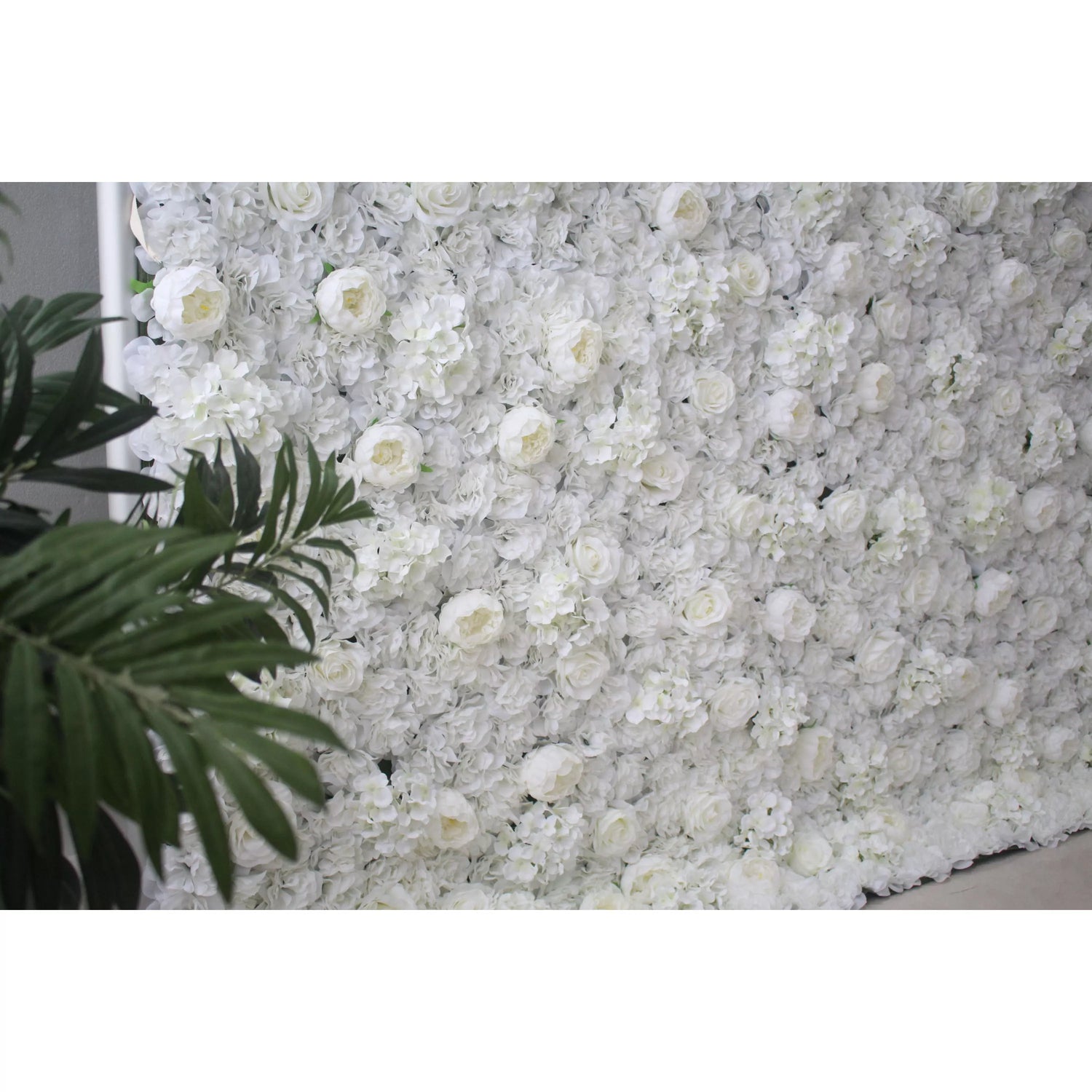 Valar flores roll up Telas artificial flor blanca pared telón de fondo la boda, floral decoración del partido, evento Photography-VF-006