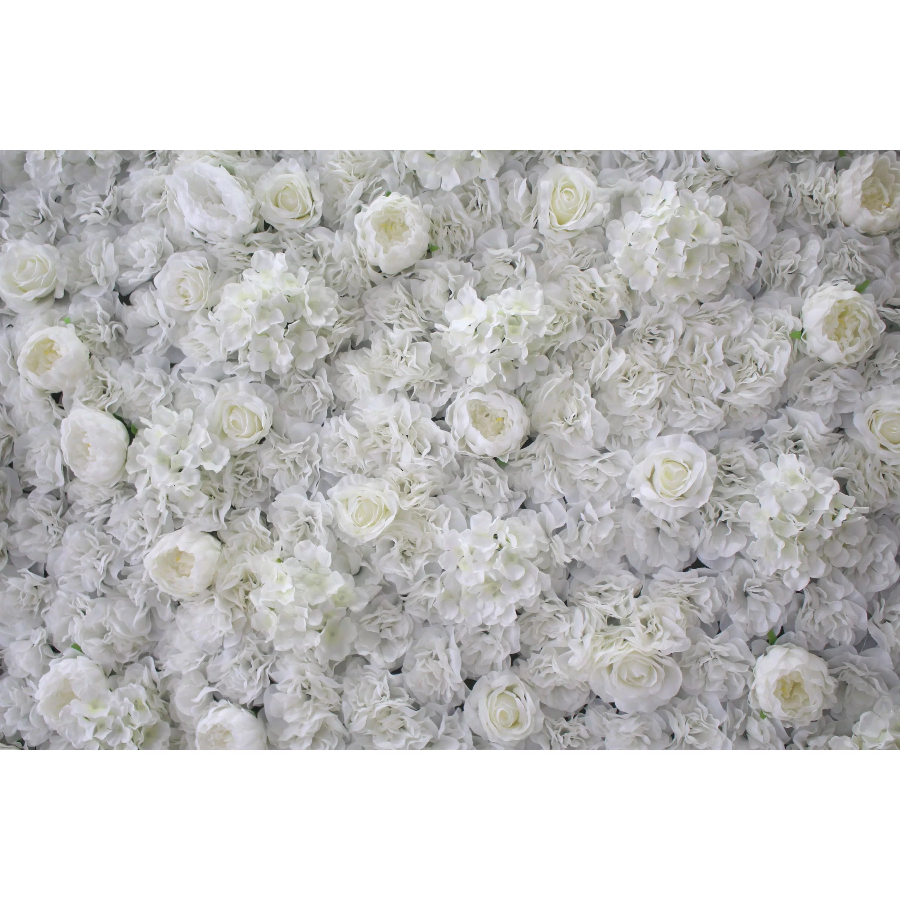 Valar Flowers Roll Up Fabric Artificial White Flower Wall Wedding Backdrop, Floral Party Decor, Event Photography-VF-006