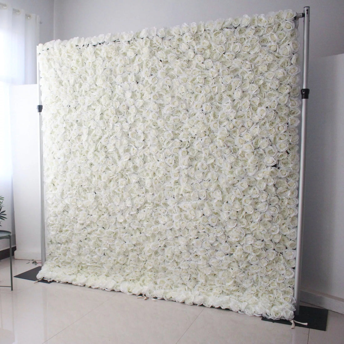 Valar Flores Roll Up Tecido Rosas Branco Artificial Flor Parede Wedding Backdrop, Decoração Floral Festa, Evento Fotografia-VF-026