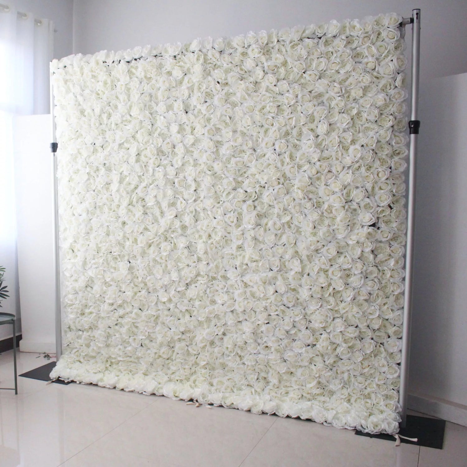 Valar fleurs Roll Up tissu artificiel Roses blanches fleur mur mariage toile de fond, décor de fête Floral, événement photographie-VF-026