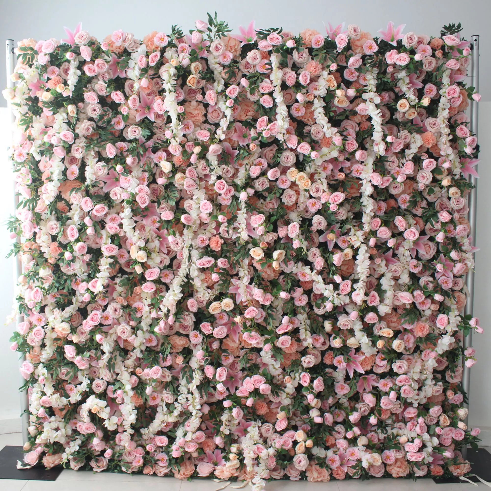 Valar Flores Roll Up Tecido Flor Artificial Parede Wedding Backdrop, Decoração Floral Festa, Evento Fotografia-VF-125