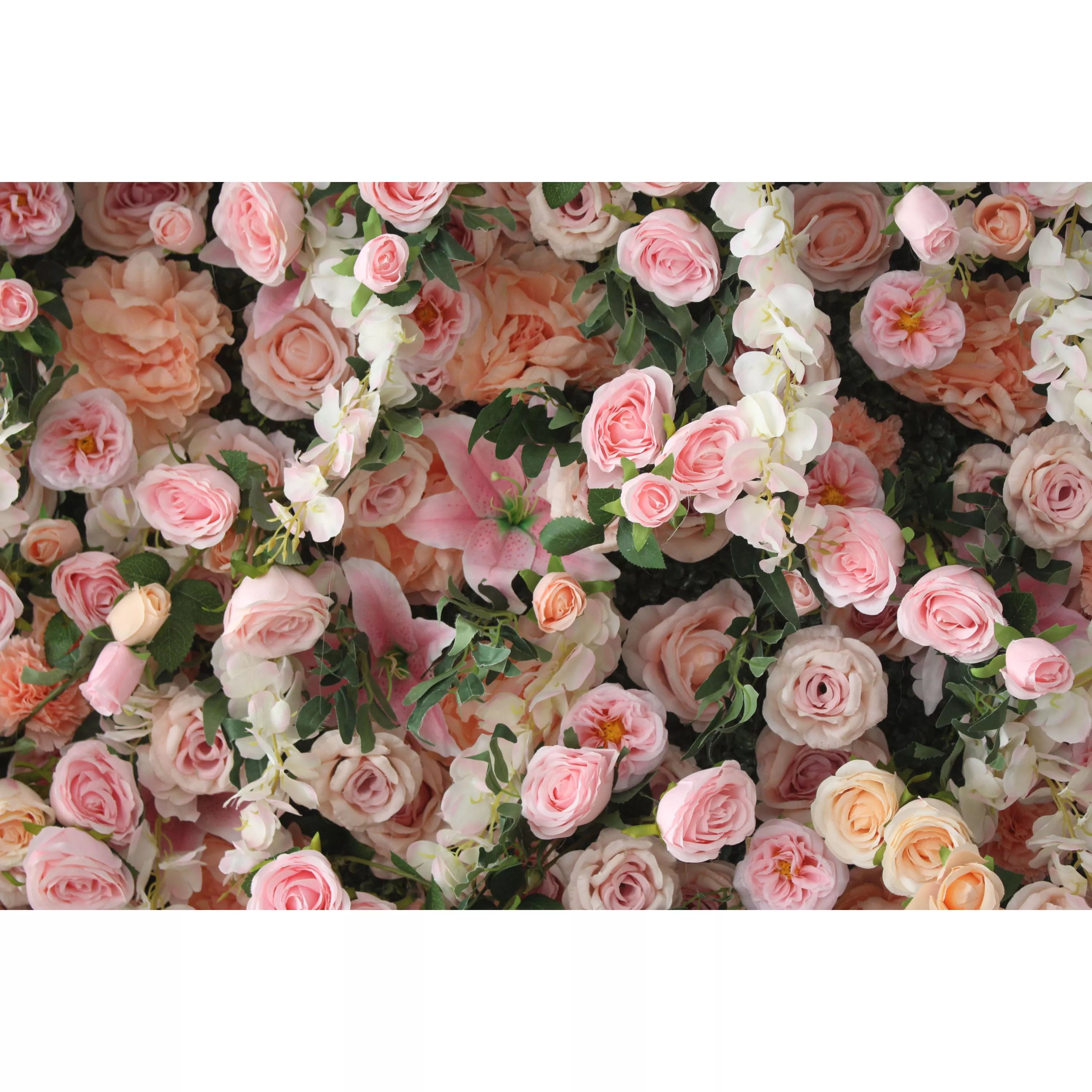 Valar Flowers Roll Up Fabric Artificial Flower Wall Wedding Backdrop, Floral Party Decor, Event Photography-VF-125