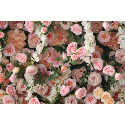 Valar Flowers Roll Up Fabric Artificial Flower Wall Wedding Backdrop, Floral Party Decor, Event Photography-VF-125