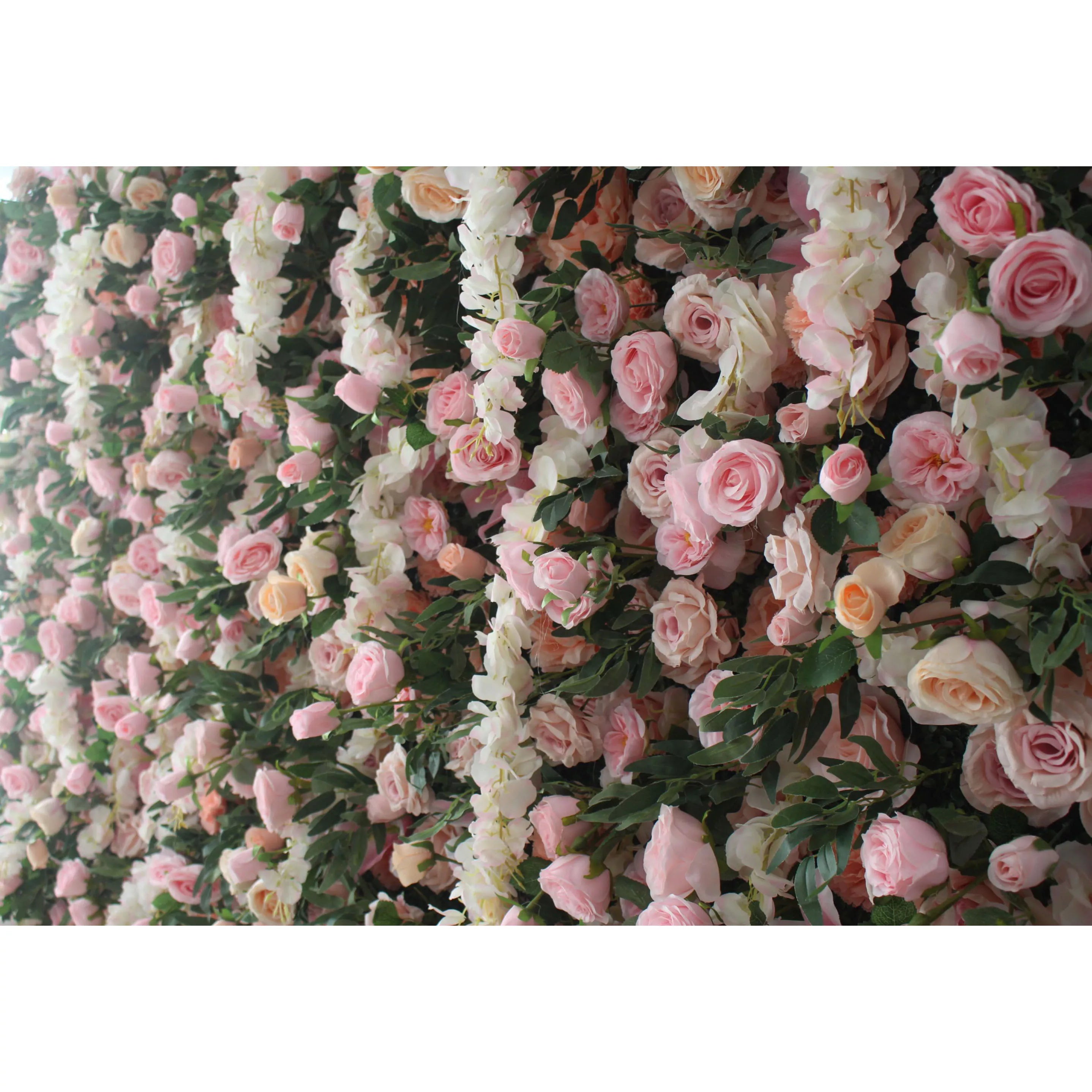 Valar Flowers Roll Up Fabric Artificial Flower Wall Wedding Backdrop, Floral Party Decor, Event Photography-VF-125