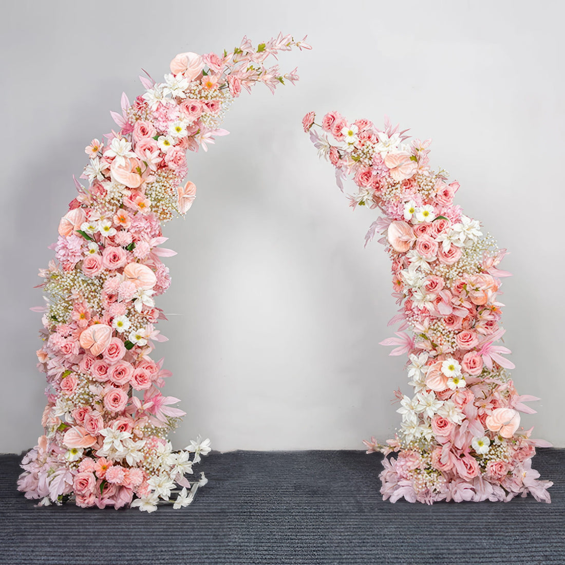 Floral Moon Archway Series - Elegant Pink, Vibrant Red, and Playful Fuchsia Artificial Flower Archways for Weddings &amp; Celebrations